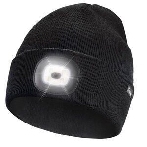 USB Rechargeable LED Lighted Beanie Unisex Winter Warm Hands-Free Lighting